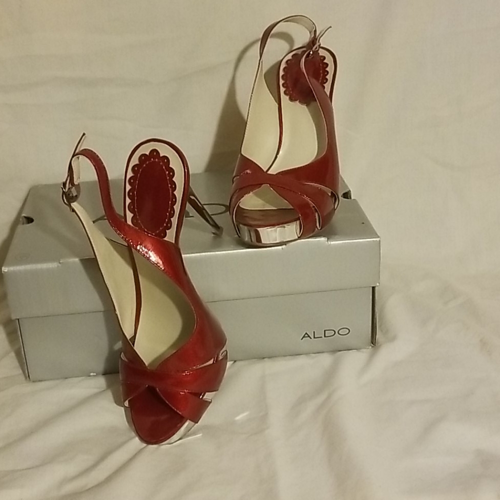 Aldo Candie Apple Red High Heel Sandals